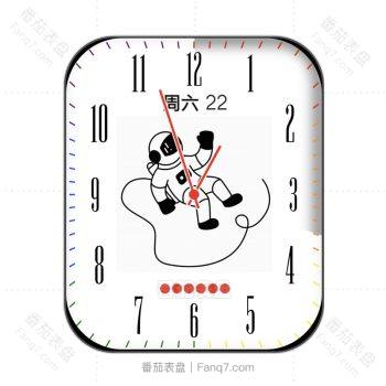 白色卡通太空人悬浮多彩刻度表盘.clock