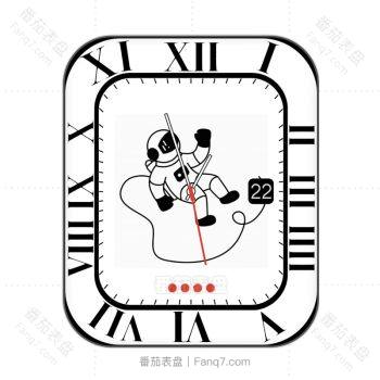 白色卡通太空人悬浮周期刻度表盘.clock