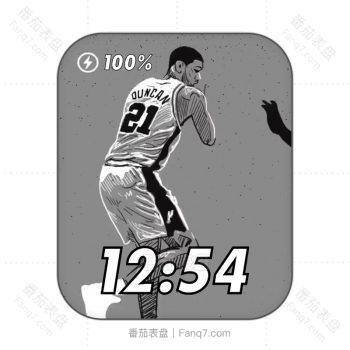 Tim Duncan (MB)蒂姆·邓肯篮球灰色投篮表盘.clock