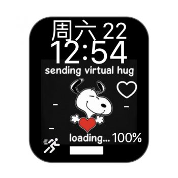 snoopy史努比抱着爱心黑底 表盘.clock