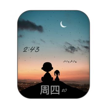 snoopy史努比和布朗在看夕阳落下表盘.clock