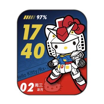hellow kitty猫红蓝白机甲战士卡通可爱表盘.clock