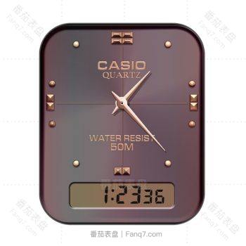卡西欧Casio玫瑰粉黄金双格刻度表盘.clock