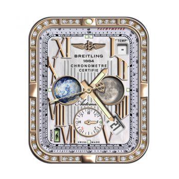 breitiling百年灵钻石边玫瑰金地球 三盘表盘.clock