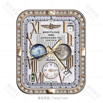 breitiling百年灵钻石边玫瑰金地球 三盘表盘.clock