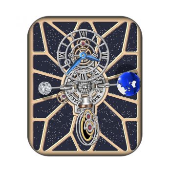 Jacob&co 杰克宝蓝色星空背景玫瑰金框架重力飞陀炫酷机械表盘.clock