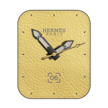 hermes爱马仕黄色牛皮革质感表盘.clock