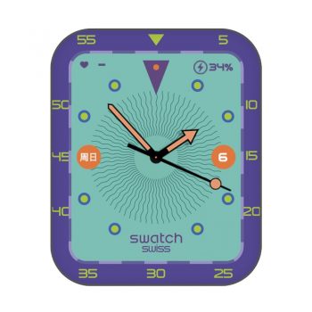 青紫相间圆形卡通表盘.clock