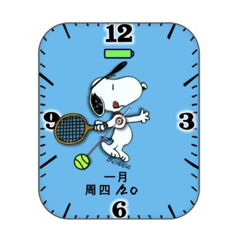 snoopy史努比打网球蓝色表盘.clock