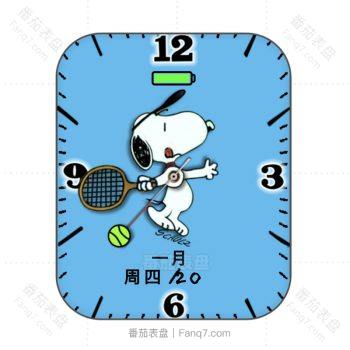 snoopy史努比打网球蓝色表盘.clock