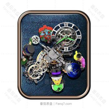 Jacob&co 杰克宝蓝色磨砂底卡通人物重力飞陀表盘.clock