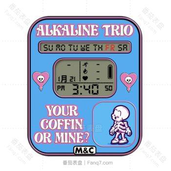 Mojo and Charm – ALK3 Cutie Your Coffin or Mine 蓝色骷髅心跳表盘.clock