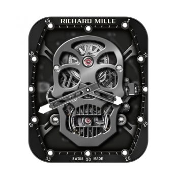 理查德米尔RICHARD MILLE银色骷髅镂空黑底RM52表盘.clock
