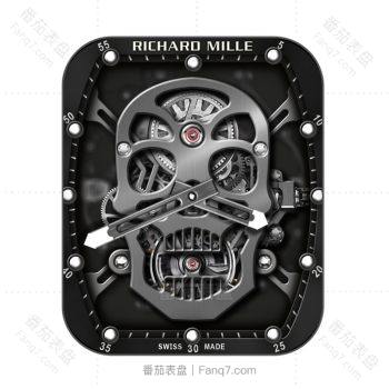 理查德米尔RICHARD MILLE银色骷髅镂空黑底RM52表盘.clock