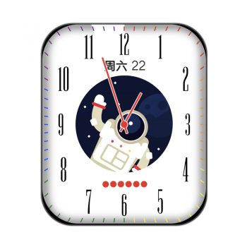 白色太空人胖胖招手彩色刻度数字表盘.clock