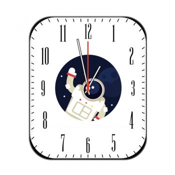 白色太空人胖胖招手彩色刻度数字表盘.clock