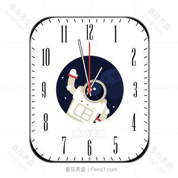 白色太空人胖胖招手彩色刻度数字表盘.clock