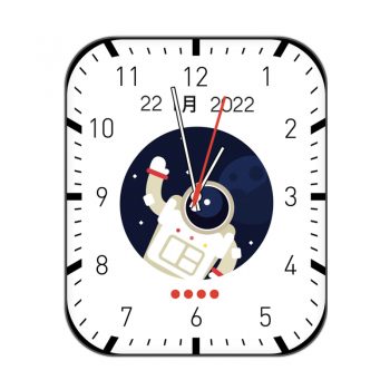 白色太空人胖胖招手黑色粗线刻度数字表盘.clock