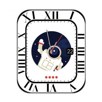 白色太空人胖胖招手黑色周期刻度数字表盘.clock