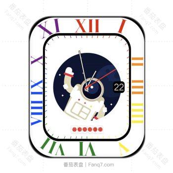 白色太空人胖胖招手彩色周期刻度数字表盘.clock