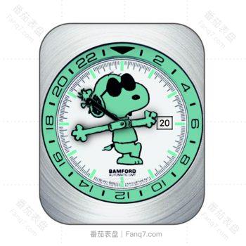 snoopy绿色史努比银边表盘.clock