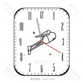 白色胶囊太空人旋转黑色刻度表盘.clock