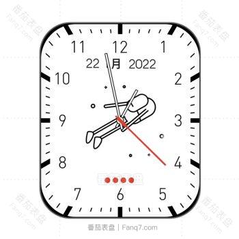 白色胶囊太空人旋转黑色粗刻度表盘.clock