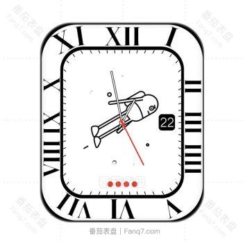 白色胶囊太空人旋转黑色周期刻度表盘.clock