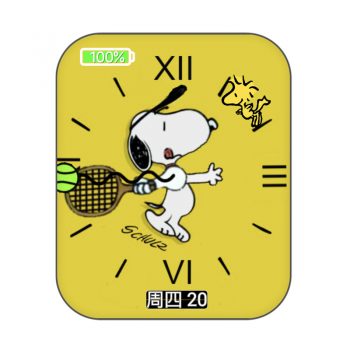 snoopy史努比打网球黄色表盘.clock