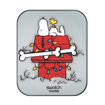 snoopy史努比躺在红色屋顶灰色表盘.clock