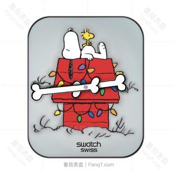 snoopy史努比躺在红色屋顶灰色表盘.clock