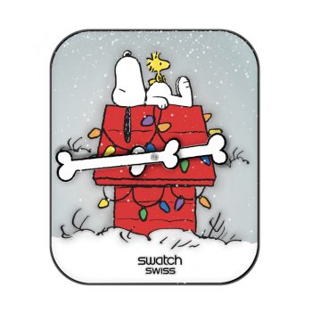 snoopy史努比躺在红色屋顶灰色表盘.clock