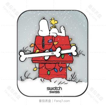 snoopy史努比躺在红色屋顶灰色表盘.clock