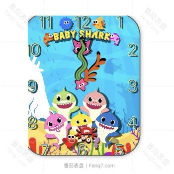 Baby shark鲨鱼宝宝动漫卡通蓝色海洋世界表盘.clock