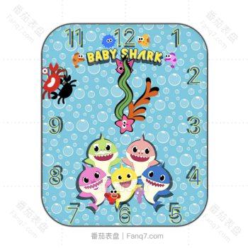Baby shark鲨鱼宝宝动漫卡通蓝色海洋世界表盘.clock
