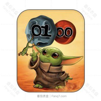 美剧《曼达洛人》龙达宝宝Baby Yoda拿着小青蛙严肃表情卡通表盘.clock