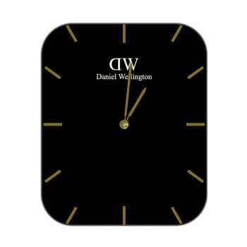 DW丹尼尔惠灵顿黑色底黄色刻度简约表盘.clock