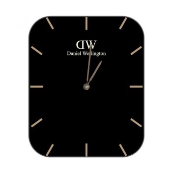 DW丹尼尔惠灵顿黑色底玫瑰粉刻度简约表盘.clock