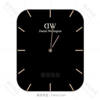 DW丹尼尔惠灵顿黑色底玫瑰粉刻度简约表盘.clock