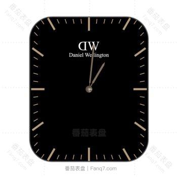 DW丹尼尔惠灵顿黑色底玫瑰粉刻度简约表盘.clock