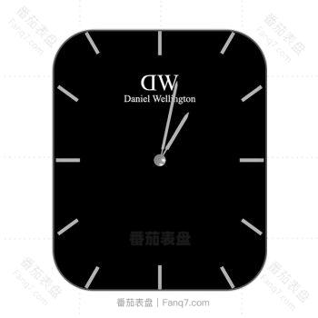 DW丹尼尔惠灵顿黑色底白色刻度简约表盘.clock