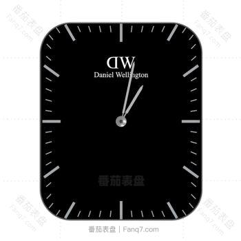 DW丹尼尔惠灵顿黑色底白色刻度简约表盘.clock