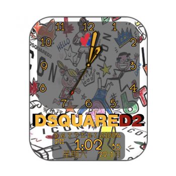 DSQUARED2(D二次方)白色底卡通涂鸦表盘.clock