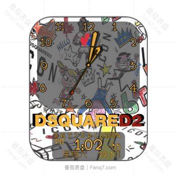 DSQUARED2(D二次方)白色底卡通涂鸦表盘.clock
