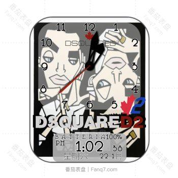DSQUARED2(D二次方)方块脸情侣卡通表盘.clock