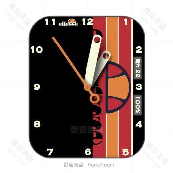 Ellesse blu vetrical艾力士黑色底红橙条纹篮球表盘.clock