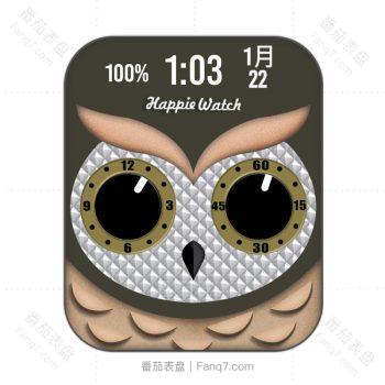 NIGHT OWL棕绿色猫头鹰表盘.clock