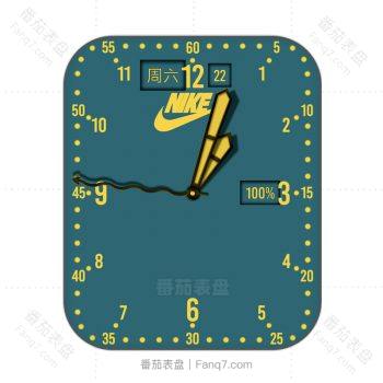 nike耐克靛青色简约黄色刻度表盘.clock