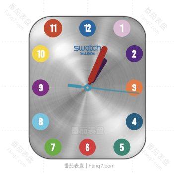 swatch斯沃琪银色底彩虹刻度表盘.clcok