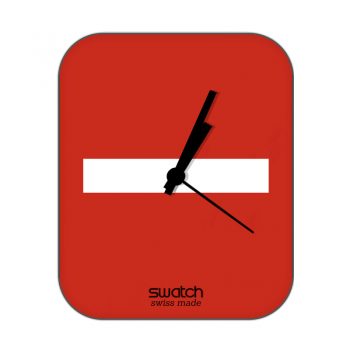 swatch斯沃琪红色底简约时钟表盘.clcok